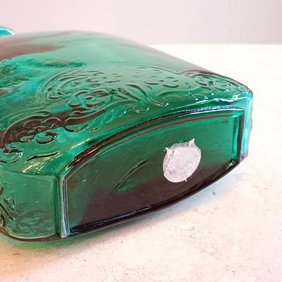 LOT 126: Brass Door Knocker, Tile and Wood Key Holder, Glass Art Bottle & More