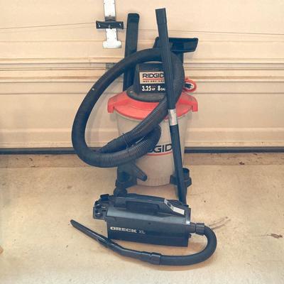 LOT 137: Ridgid 3.25 HP Wet Dry Shop Vac with Oreck Portable Vacuum