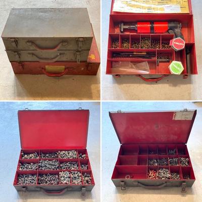 LOT 138: Hilti Fastening Systems DX-400 Tool with Metal Storage Box and Two Metal Boxes of Hardware