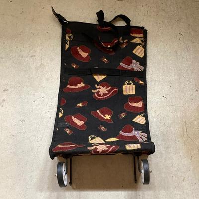 LOT 139: Rolling Dolly Cart with Storage Containers, Bags, Collapsible Crates and More