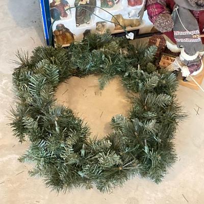 LOT 144: Collection of Christmas / Holiday Decor - Camo Snowman, Mooseltoe Season, Fishing Bear, Lighted Wreath, Nativity Scene and More