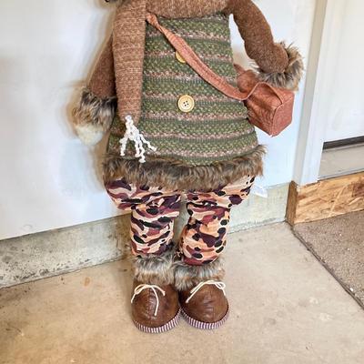 LOT 144: Collection of Christmas / Holiday Decor - Camo Snowman, Mooseltoe Season, Fishing Bear, Lighted Wreath, Nativity Scene and More