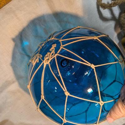 Vintage Blown Glass Blue Ball and Buoy