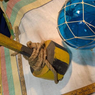 Vintage Blown Glass Blue Ball and Buoy