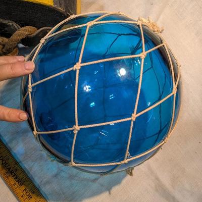 Vintage Blown Glass Blue Ball and Buoy