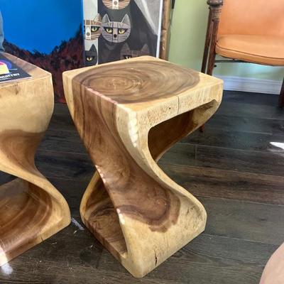 Wave Wood Sculptural Stools Tables