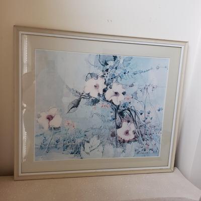 LOT 3M: Decorative Console Table, Pineapple Finial Statue & Framed Art Signed Alexander Ross