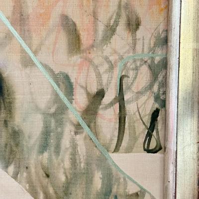 LOT 41F: Large 53x30 inch Acrylic on Silk Painting signed Curtis S & Reed on the back