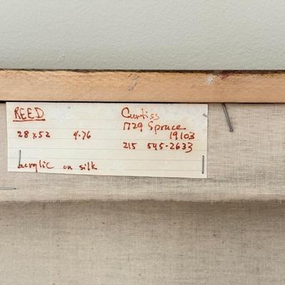 LOT 41F: Large 53x30 inch Acrylic on Silk Painting signed Curtis S & Reed on the back