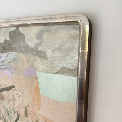 LOT 41F: Large 53x30 inch Acrylic on Silk Painting signed Curtis S & Reed on the back