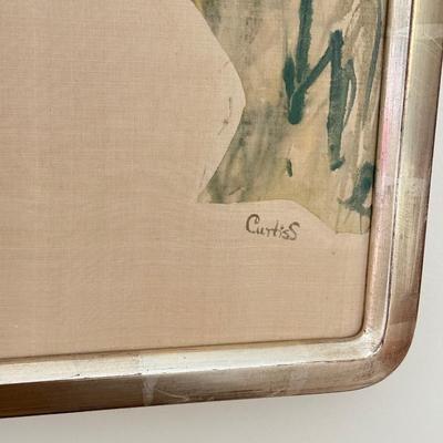 LOT 41F: Large 53x30 inch Acrylic on Silk Painting signed Curtis S & Reed on the back