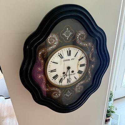 LOT 42K: Antique French Victorian Wall Clock signed Auriol Fres a Carcassonne