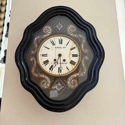LOT 42K: Antique French Victorian Wall Clock signed Auriol Fres a Carcassonne
