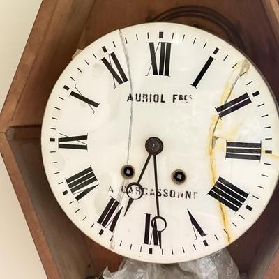 LOT 42K: Antique French Victorian Wall Clock signed Auriol Fres a Carcassonne