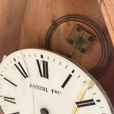 LOT 42K: Antique French Victorian Wall Clock signed Auriol Fres a Carcassonne