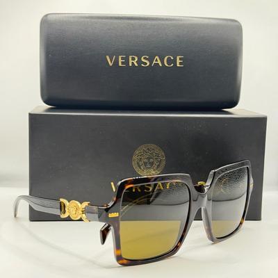 LOT 43F: Versace Dark Brown Havanna Style Sunglasses w/ Box & Case