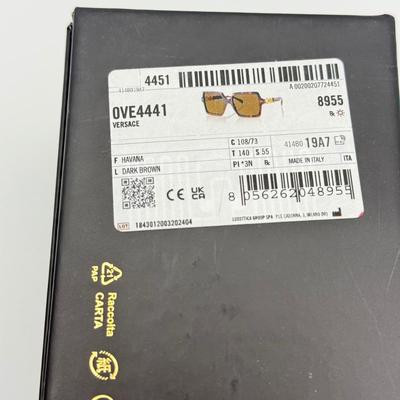 LOT 43F: Versace Dark Brown Havanna Style Sunglasses w/ Box & Case