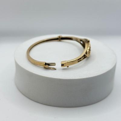 LOT 45J: Antique 14kt Gold Victorian Hinge Bangle Bracelet (13.26g)