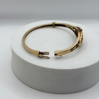LOT 45J: Antique 14kt Gold Victorian Hinge Bangle Bracelet (13.26g)