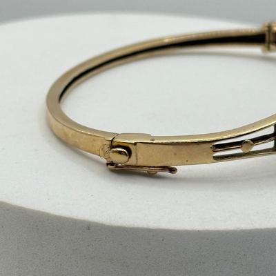 LOT 45J: Antique 14kt Gold Victorian Hinge Bangle Bracelet (13.26g)