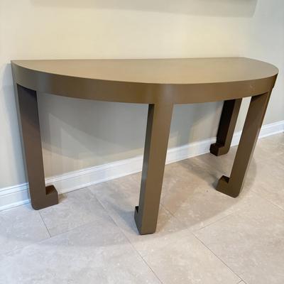 LOT 49K: Tan Half Circle Minimalist Table