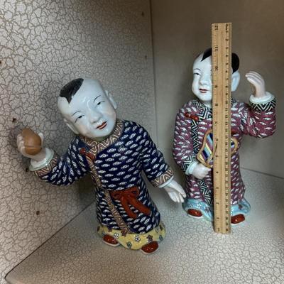 LOT 53F: Pair of Hand Painted Chinese Porcelain Figurines