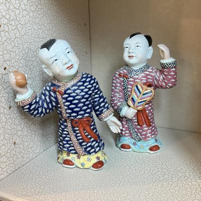 LOT 53F: Pair of Hand Painted Chinese Porcelain Figurines