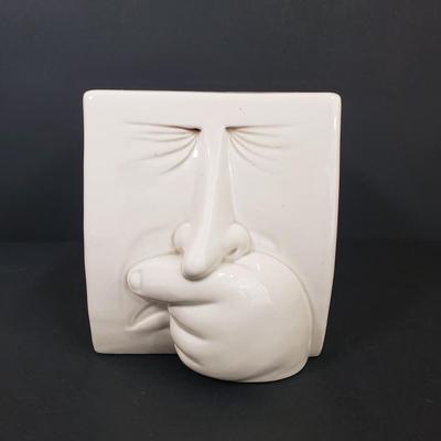 LOT 61MB: Vintage Fitz & Floyd Ceramic Sneezing Man Tissue Box Cover