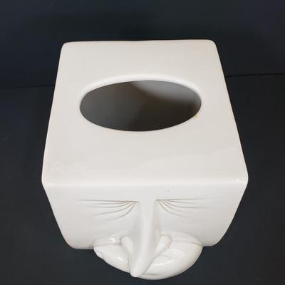 LOT 61MB: Vintage Fitz & Floyd Ceramic Sneezing Man Tissue Box Cover