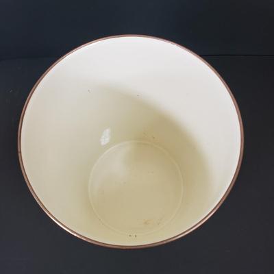 LOT 62MB: MacKenzie-Childs Parchment Check Enamel Wastebasket