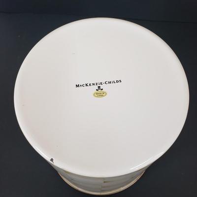 LOT 62MB: MacKenzie-Childs Parchment Check Enamel Wastebasket