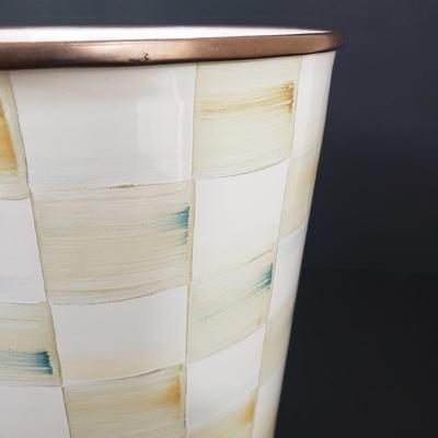 LOT 62MB: MacKenzie-Childs Parchment Check Enamel Wastebasket