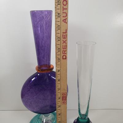 LOT 66MB: Kosta Boda & Lollipop Style Signed Art Glass Vases