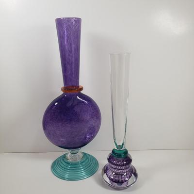 LOT 66MB: Kosta Boda & Lollipop Style Signed Art Glass Vases