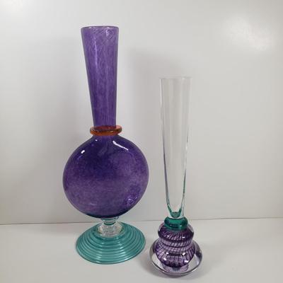 LOT 66MB: Kosta Boda & Lollipop Style Signed Art Glass Vases