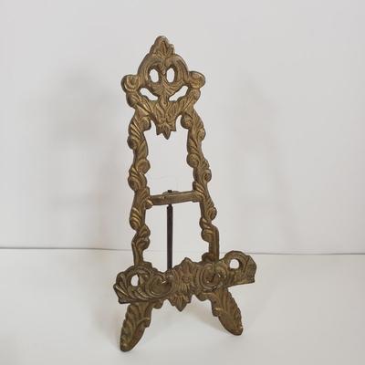 LOT 68MB: Antique Leather Sewing Kit, Art Nouveau Style Frame & Small Framed Art on Easel