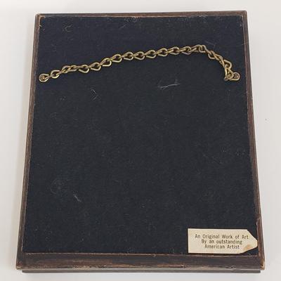 LOT 68MB: Antique Leather Sewing Kit, Art Nouveau Style Frame & Small Framed Art on Easel