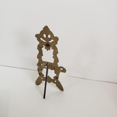 LOT 68MB: Antique Leather Sewing Kit, Art Nouveau Style Frame & Small Framed Art on Easel