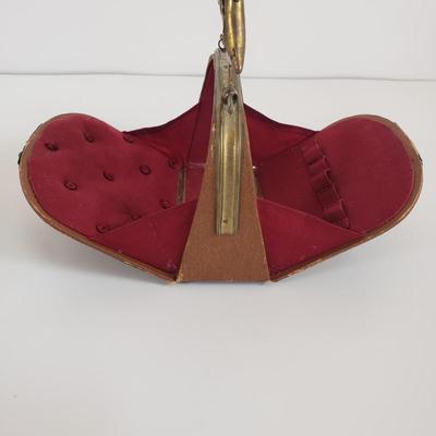 LOT 68MB: Antique Leather Sewing Kit, Art Nouveau Style Frame & Small Framed Art on Easel