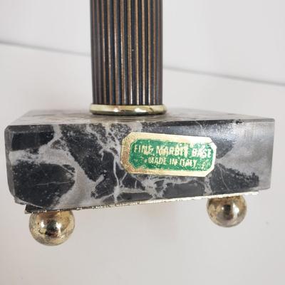 LOT 69MB: Vintage Brass Hummingbird Bud Vase & Marble Base Italian Vanity Mirror