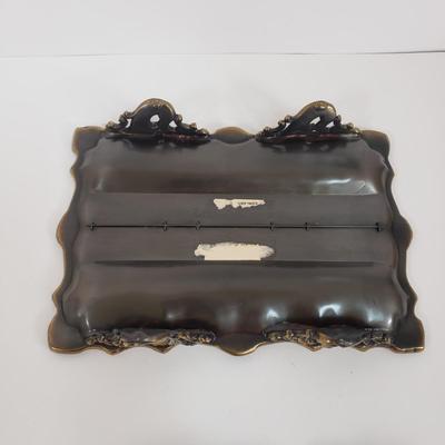 LOT 71MB: Vintage Ink Stand with Crystal Inkwells & Brass Style Metal Stand