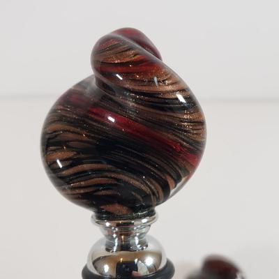LOT 79MB: Pair of Murano Glass Wine Stoppers & World Style Map Insulated Picnic/Wine Bag(New)