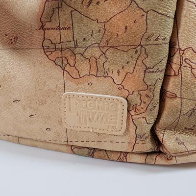 LOT 79MB: Pair of Murano Glass Wine Stoppers & World Style Map Insulated Picnic/Wine Bag(New)