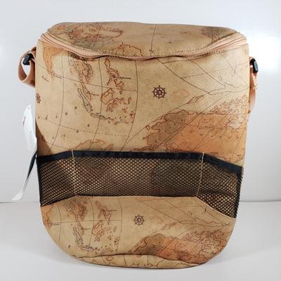 LOT 79MB: Pair of Murano Glass Wine Stoppers & World Style Map Insulated Picnic/Wine Bag(New)