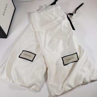 LOT 121M: Gucci Monogram Slides with Dust Bags & Box
