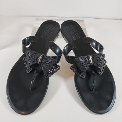 LOT 123M: Salvatore Ferragamo Jelly Sandals with Bows Size 9
