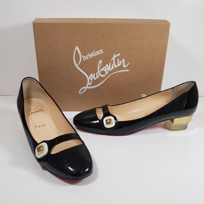 LOT 127M: Christian Louboutin Black Patent Leather Mary Jane Pumps