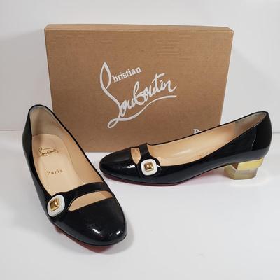 LOT 127M: Christian Louboutin Black Patent Leather Mary Jane Pumps