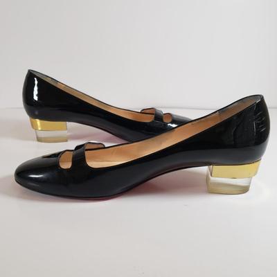 LOT 127M: Christian Louboutin Black Patent Leather Mary Jane Pumps