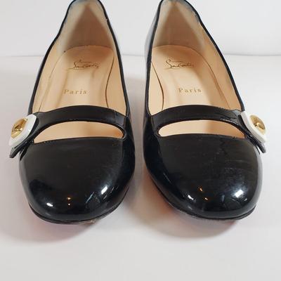 LOT 127M: Christian Louboutin Black Patent Leather Mary Jane Pumps